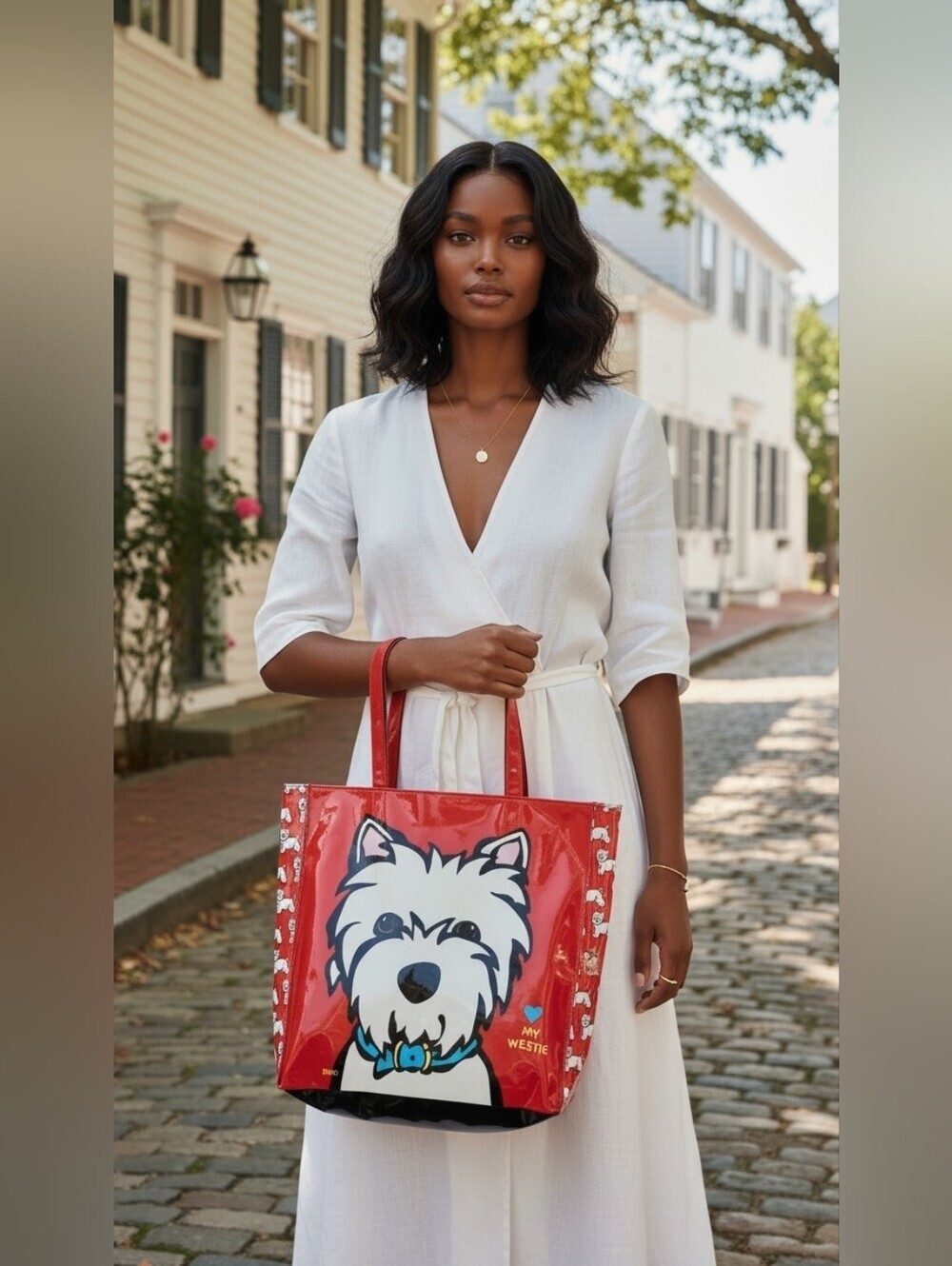 Marc Tetro Red Westie Dog Tote Bag Artist Novelty Purse West Highland Terrier